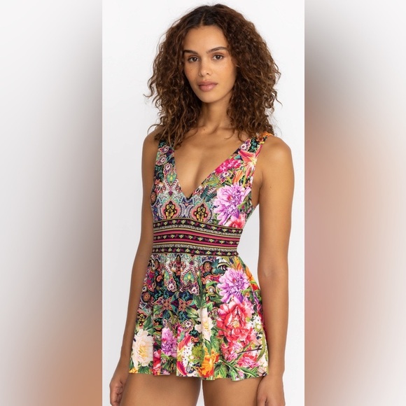 NWT [Johnny Was] Hannah Skirted Floral Printed One-Piece Swimsuit Womens Size XS - Picture 2 of 16